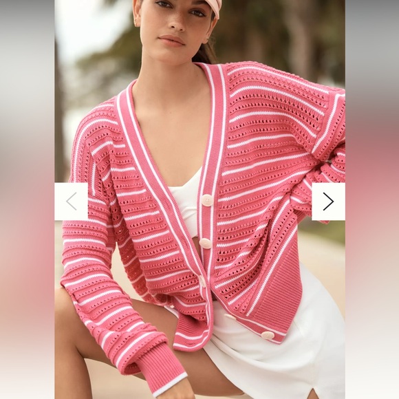 Varley Antonia Relaxed Cardigan Sweater Medium Pink NWT - Picture 1 of 6